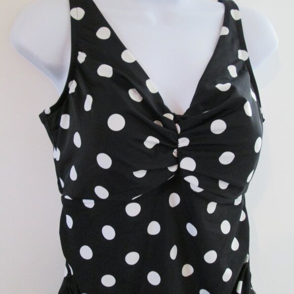 Swim Solutions Polka Dot Tummy Control Tankini Swim Top NWOT Sz 16 - Picture 5 of 10